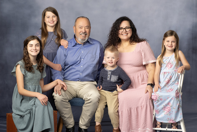 family in studio photo shoot